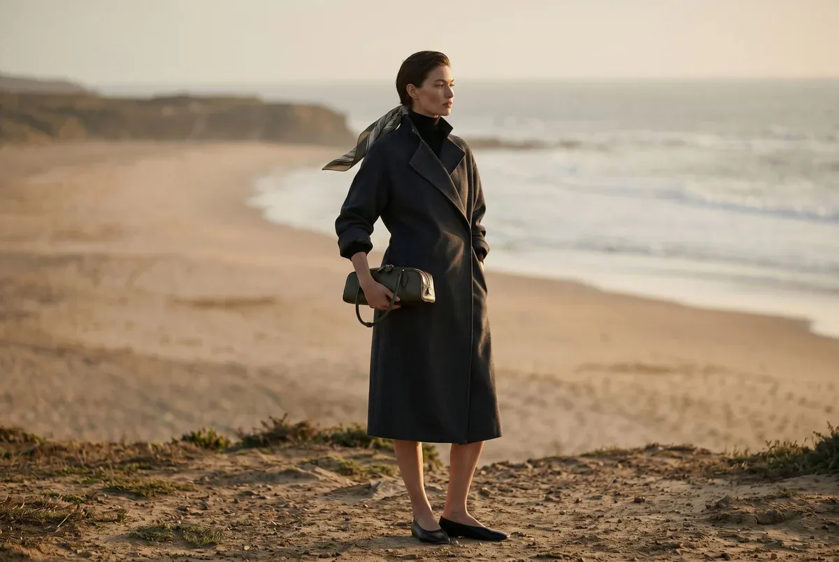 Coastal outerwear scene for premium zipper and button trims