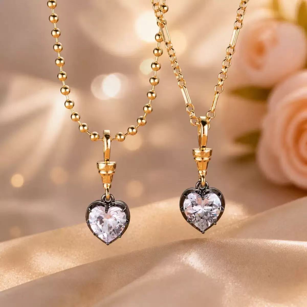 Heart silhouettes shown on chain-style references.